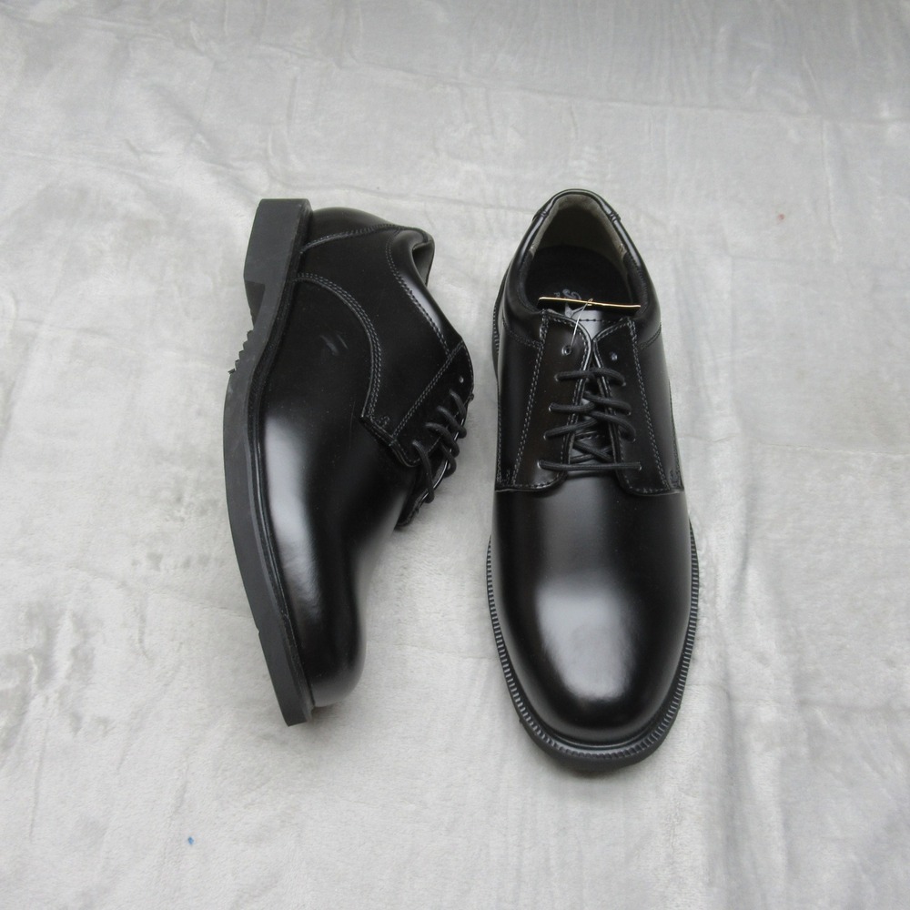 Thorogood Mens Shoes 11M Black Oxford Slip Resistant Leather Lace High Shine NEW